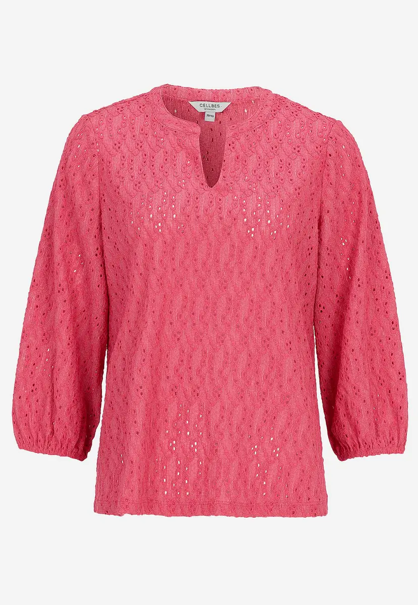 Jerseytopp med brodert hullmønster