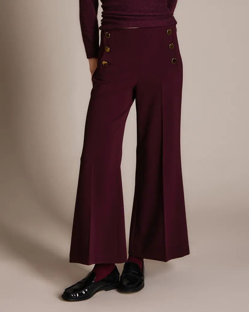 Nenette Nenette ERACLIO Burgundy Wide Leg Trousers