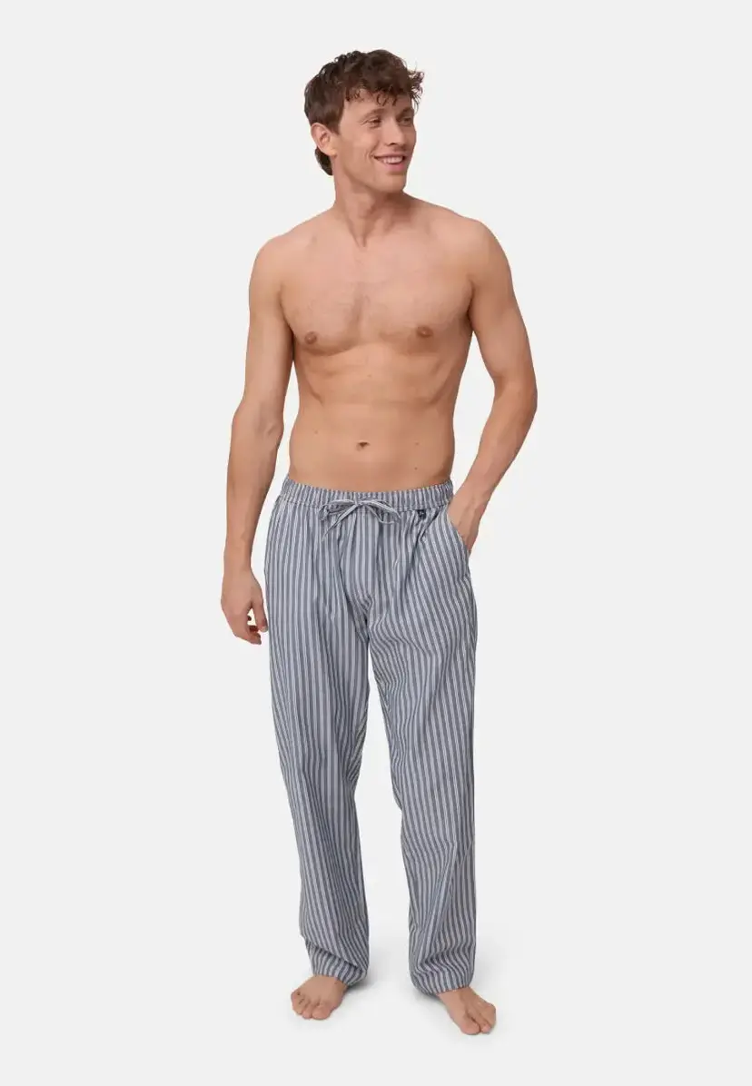DANISH ENDURANCE PYJAMASBUKSER fra DANISH ENDURANCE, Marineblå Striber, 100% Økologisk Bomuld, S