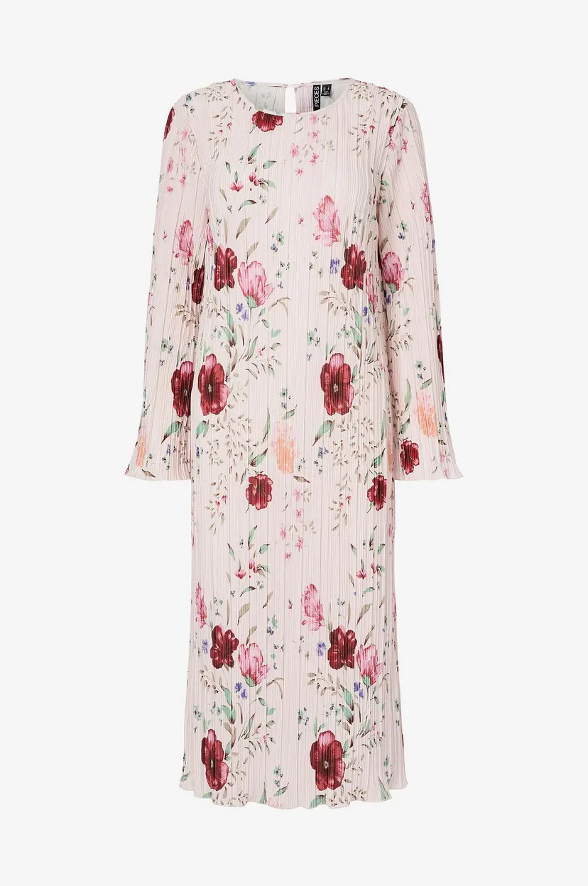 Pieces Kjole pcAmber LS Midi Dress - Rosa