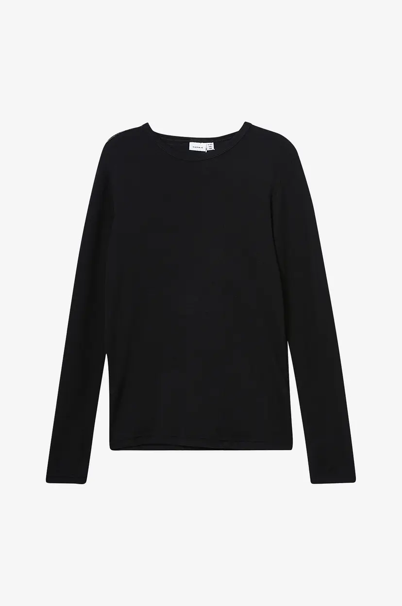 NAME IT T-skjorte nkmWang Wool Rib LS Top - Svart
