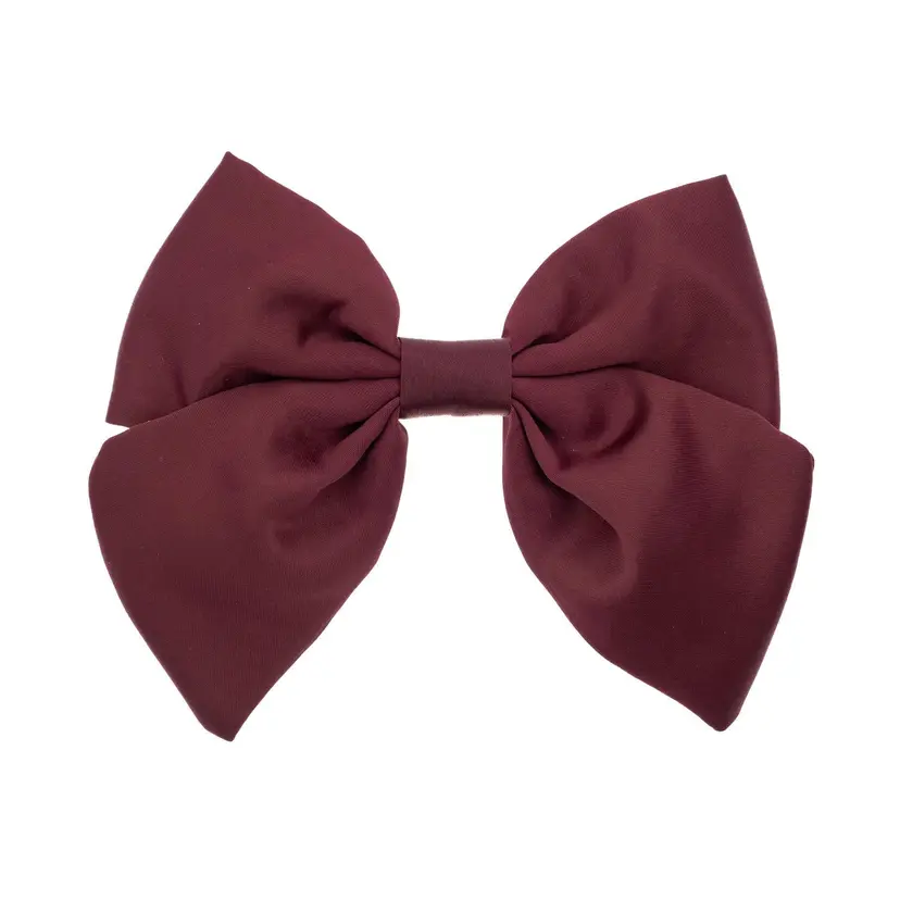 Dark Satin Hair Bow Clip Bordeuax