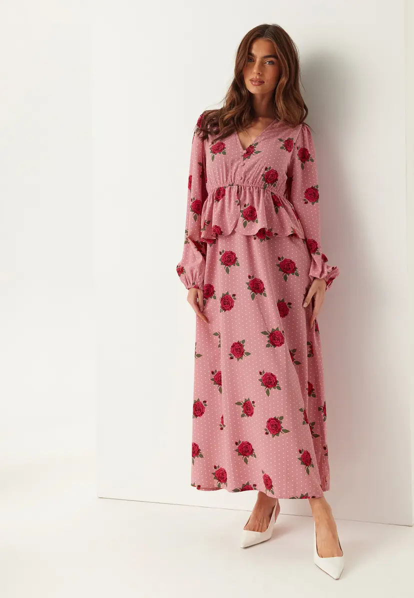 Bubbleroom V-neck Flounce Maxi Dress