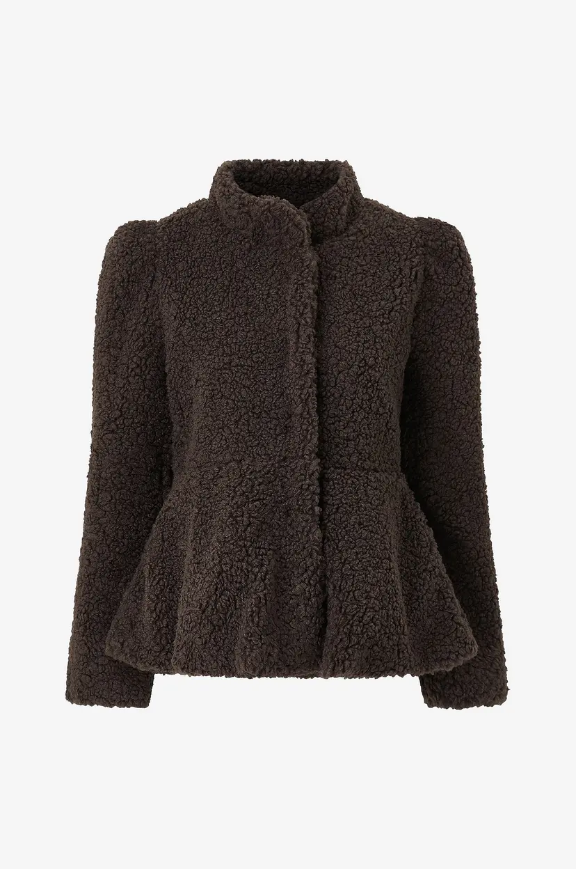Gina Tricot Pilejakke Peplum Pile Jacket - Brun