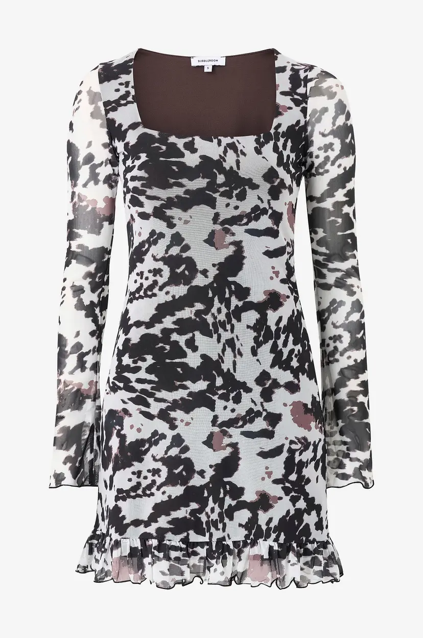 Bubbleroom Kjole Short Mesh Frill Dress - Brun