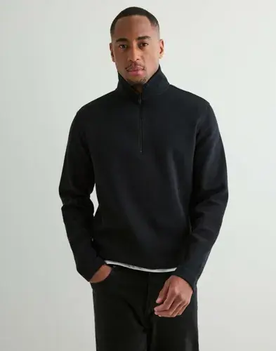 Selected Men Selected Men Slhkev Ls Zip Sweat Half zip Svart