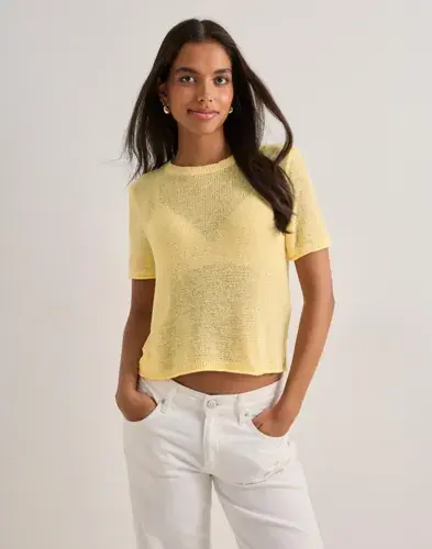 ONLY Only - Gul - Onlsunny S/S Pullover Knt Noos