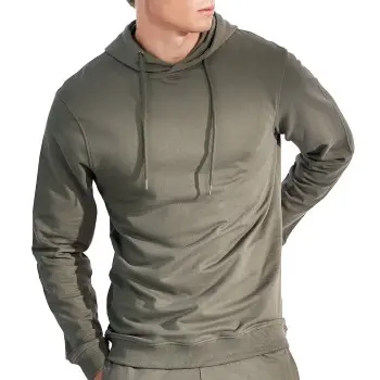 Bread & Boxers Bread and Boxers Organic Cotton Men Hooded Shirt Skogsgrønn Small Herre