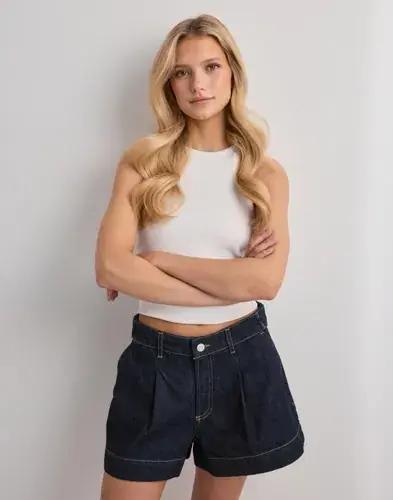 Nelly Nelly - Blå - Wide Strap Jeans Shorts