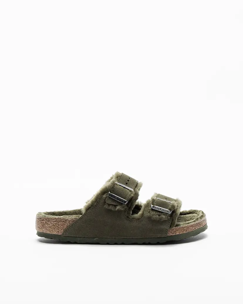 Birkenstock Birkenstock Arizona Shearling Green Slide sandals