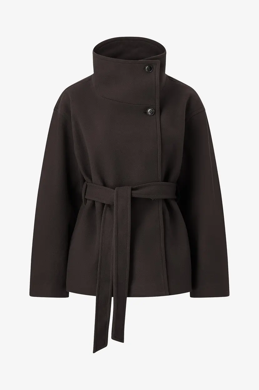 Gina Tricot Jakke High Neck Wool Blend Jacket - Brun
