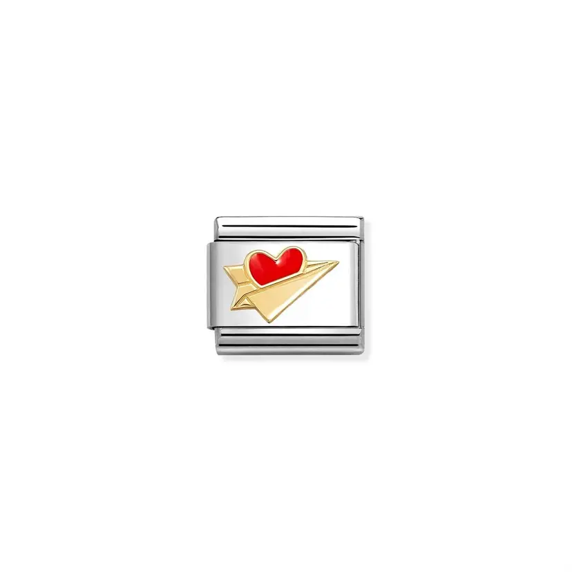 Nomination Gold Paper Airplane & Red Heart