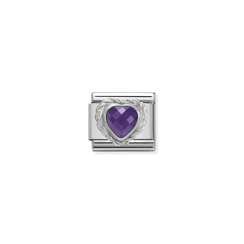 Nomination Faceted Cubic Zirconia Heart Purple Silver