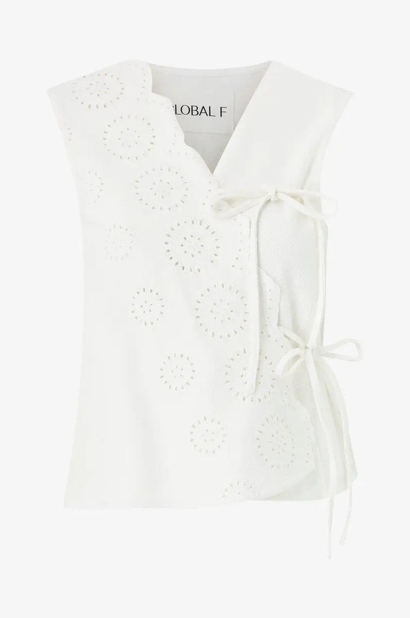 Global F Topp Ciana Scallop-g - Hvit