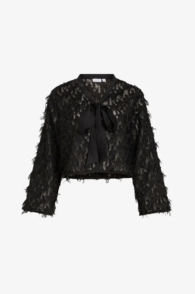 Vila Topp viFeather L/S Cardigan - Svart