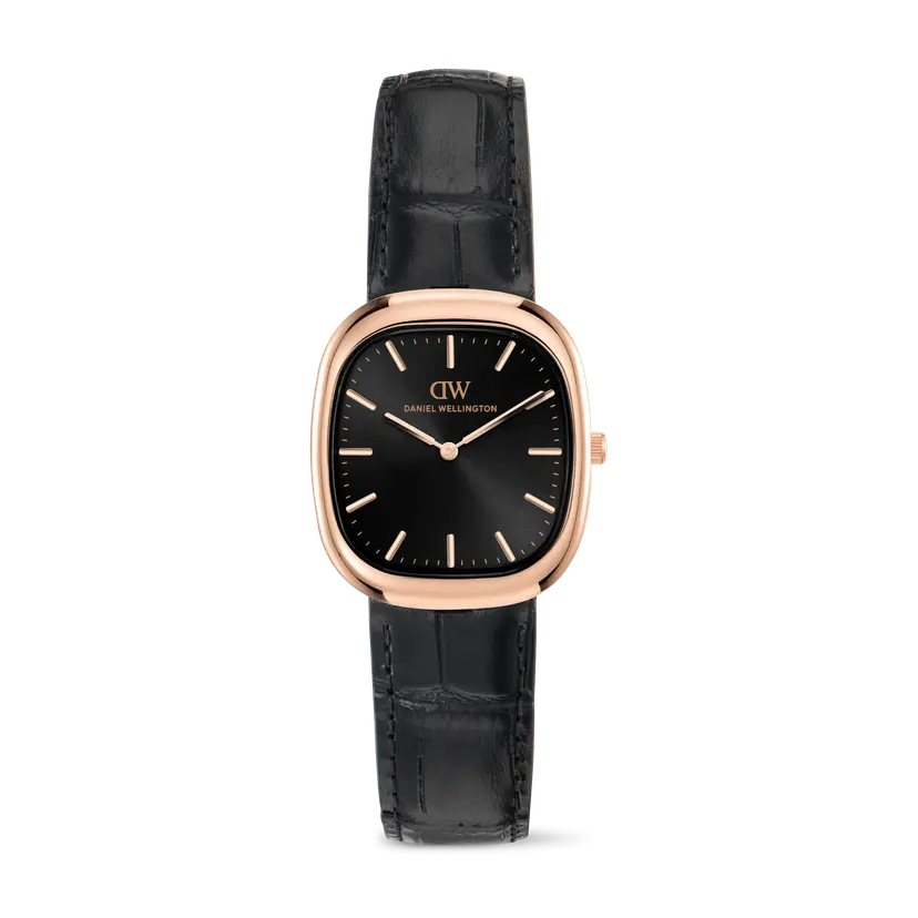 Daniel Wellington Rose Gold 30mm Watch Cort Black Leather | DW