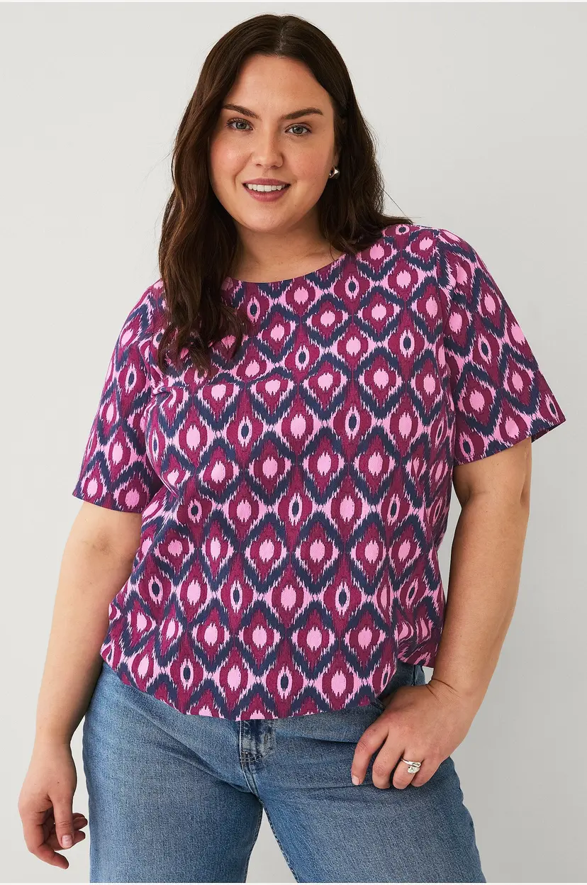 Zizzi Bluse jEasy 1/2 Aop Blouse - Rosa