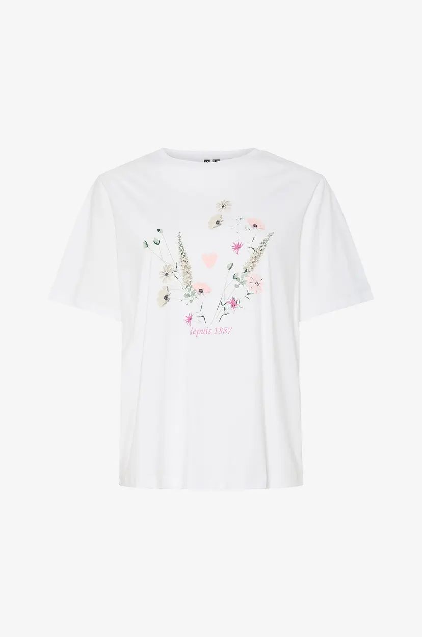Pieces T-skjorte pcFlura SS Printed T-shirt Jrs BC - Hvit