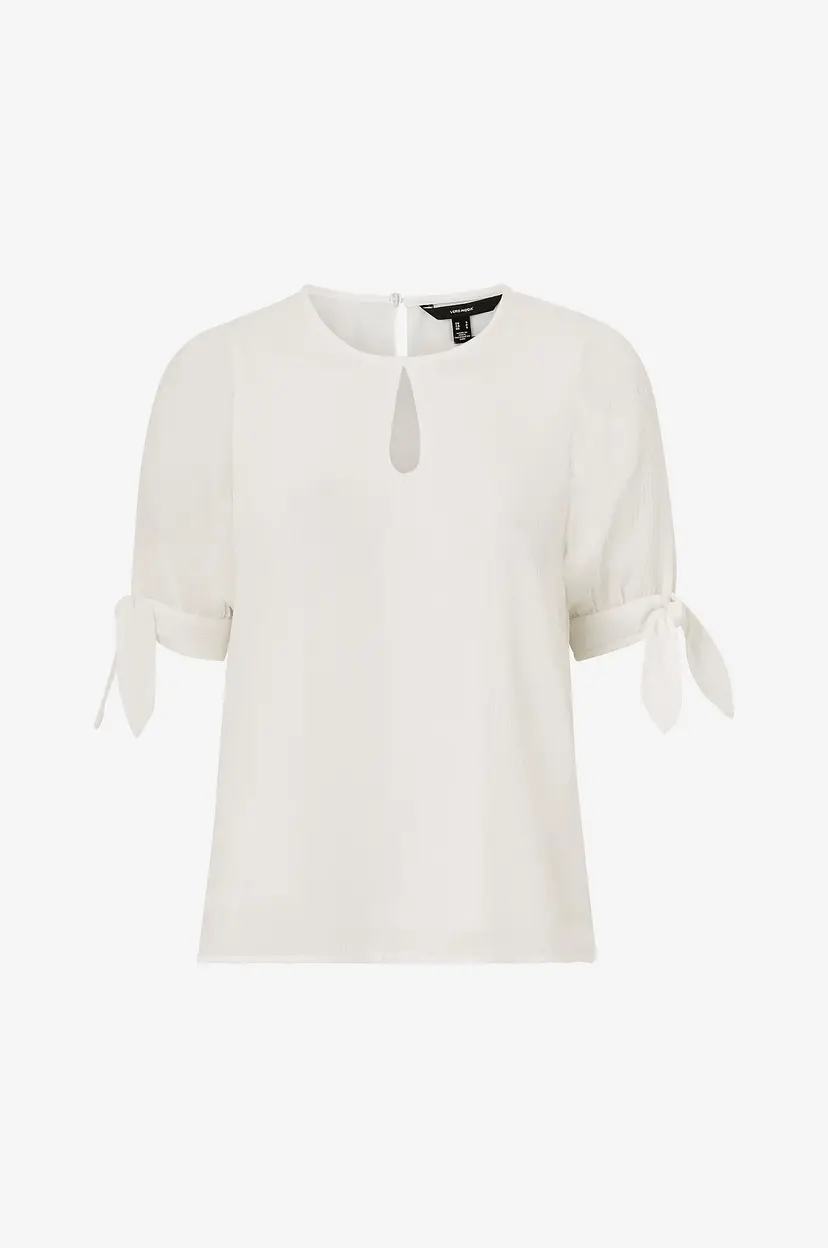Vero Moda Bluse vmHaiely SS Tie Top Wvn - Hvit