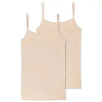 Schiesser Schiesser 2P 95-5 Organic Cotton Spaghetti Top Beige økologisk bomull 34 Dame