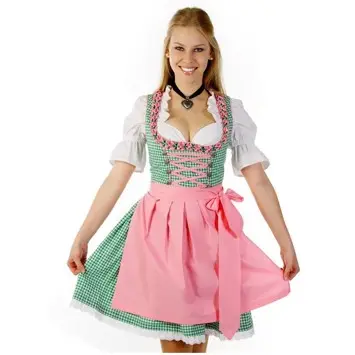 Lili Marleen Oktoberkjole - Heidi, grøn/lyserød