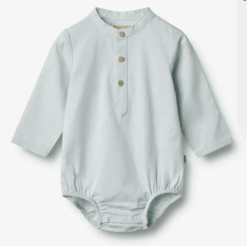 Wheat Wheat, Romper Shirt Victor, Light Blue chambray