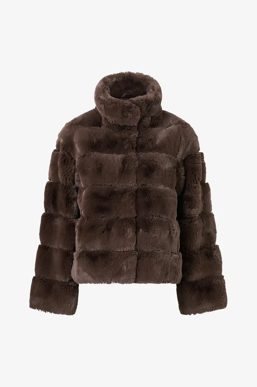 Bubbleroom Pufferkåpe Faux fur High Collar Coat - Brun