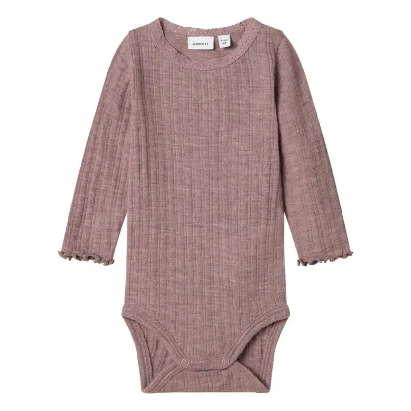 NAME IT Name It - Body i Ull og Silke Rib Wossa Purple Dove
