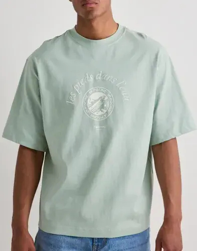 Selected Men Selected Men Slhboxynorman Graphic Ss O-Neck Tee T-skjorte med trykk Blå