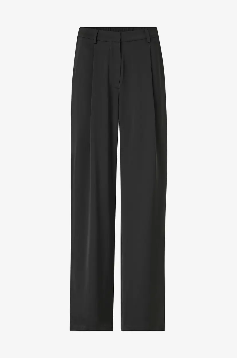 By Malina Bukser Sarah Elastic Waist Satin Pants - Svart