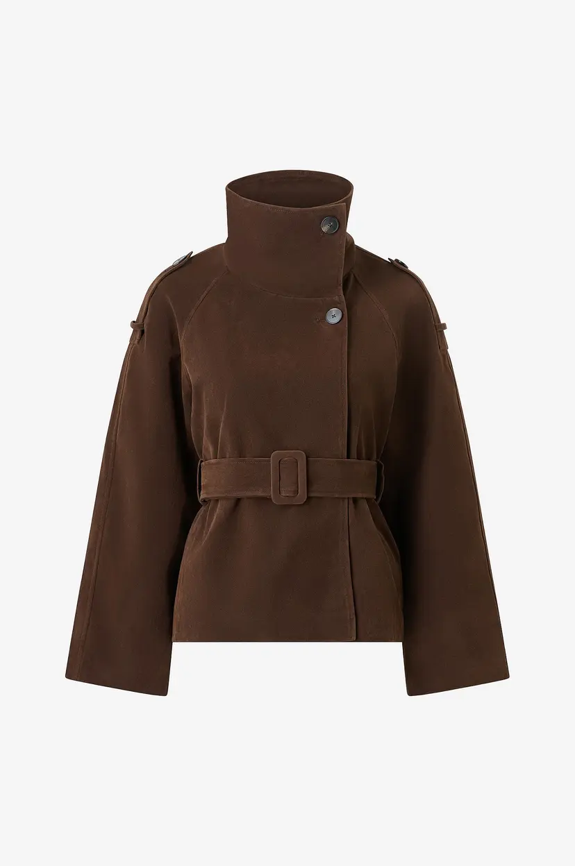Gina Tricot Jakke Faux Suede Trench Jacket - Brun