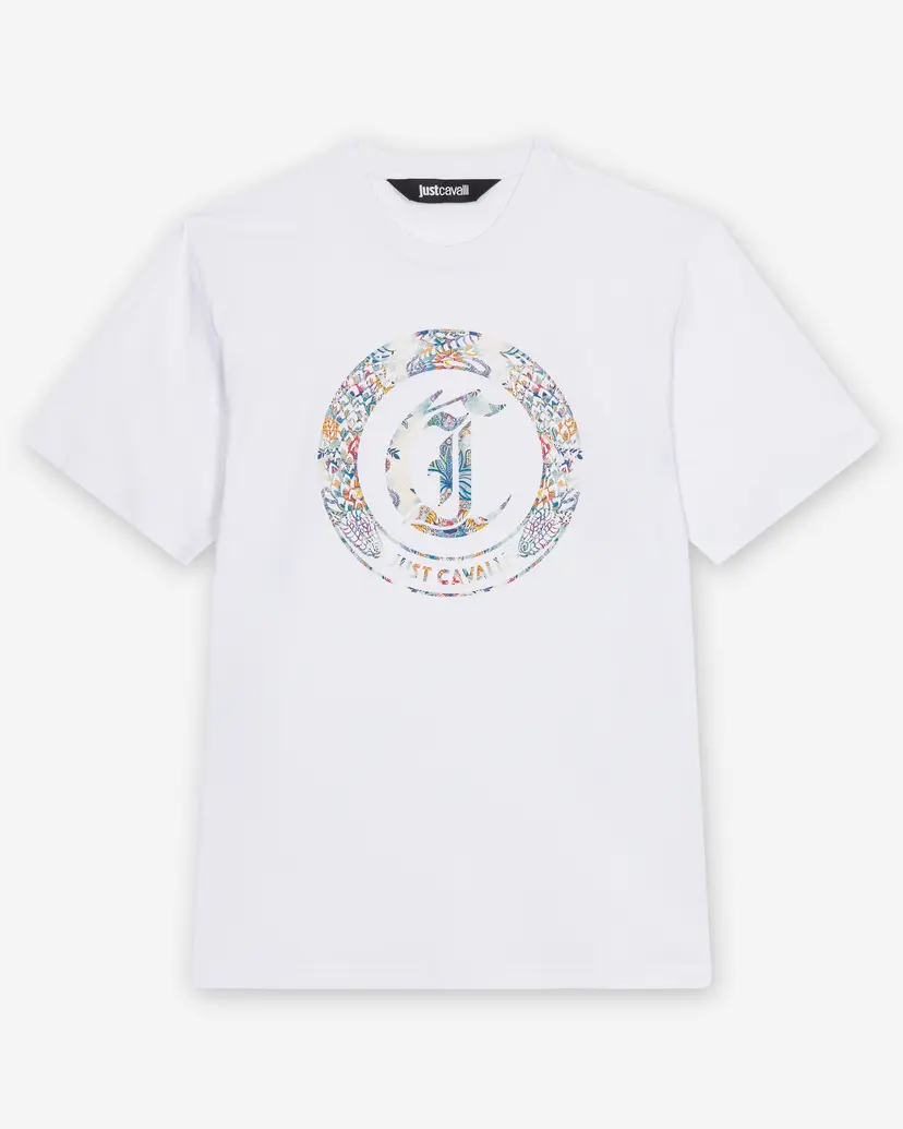 Just Cavalli Just Cavalli R Snake Round Print White T-shirt