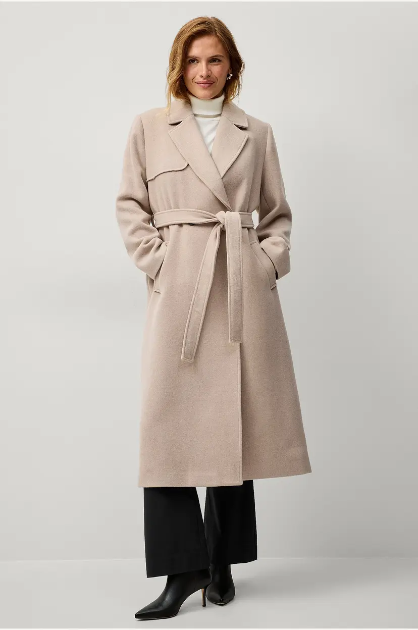Ellos Collection Kåpe med knytbart belte - Beige