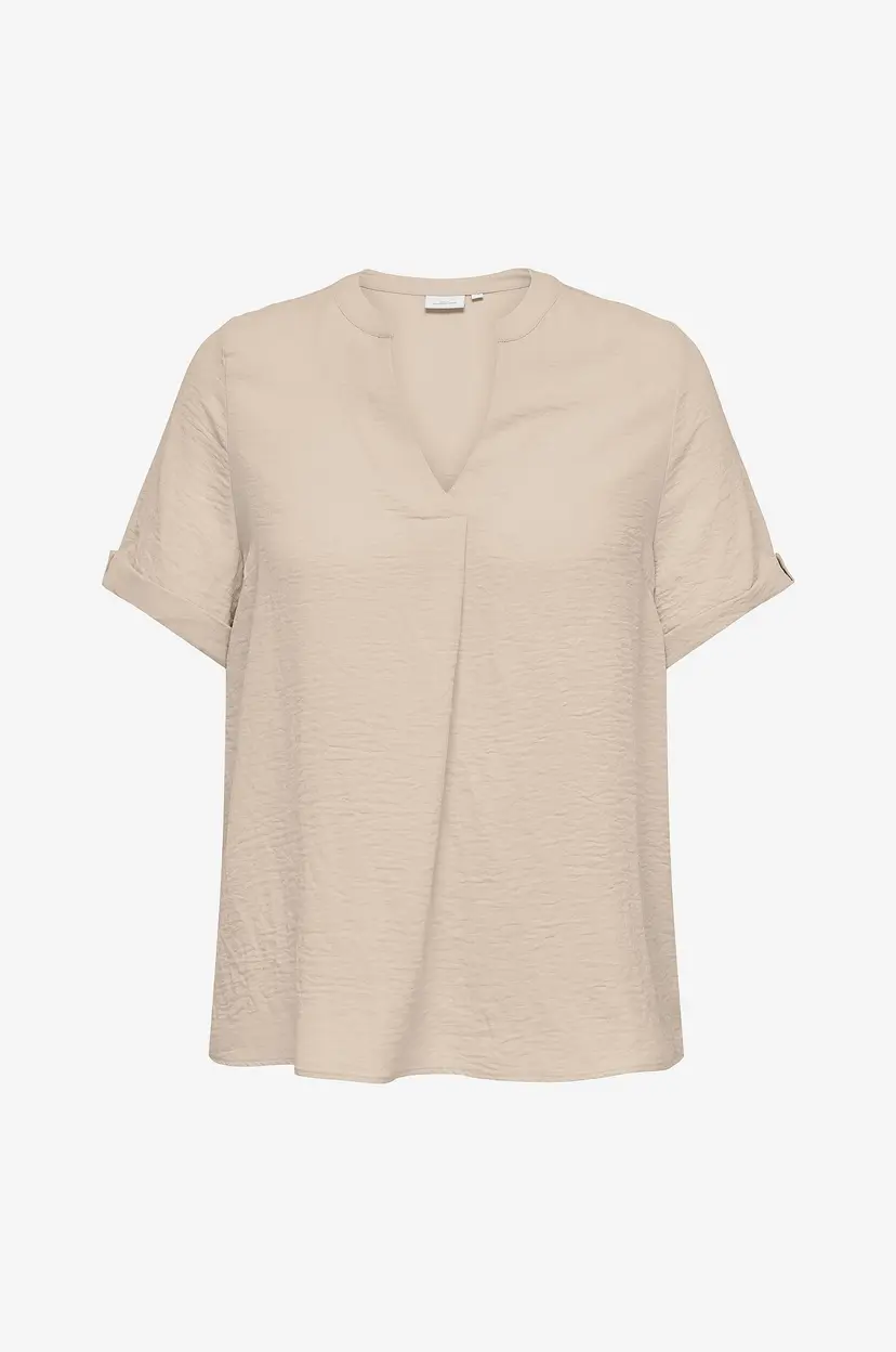 Only Carmakoma Topp carJackie Life S/S V-neck Top - Beige