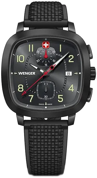Wenger Wenger Herreklokke 01.1933.114 Vintage Sort/Gummi