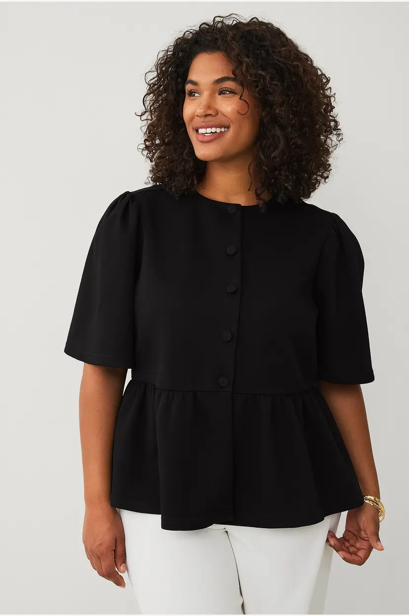 Ellos Plus collection Topp med peplum - Svart