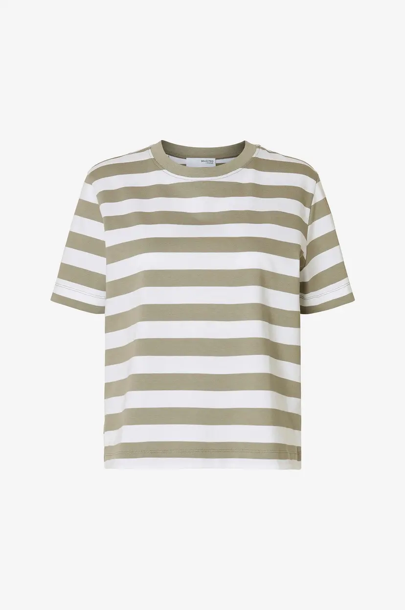 Selected Women Topp slfEssential SS Striped Boxy Tee - Grønn