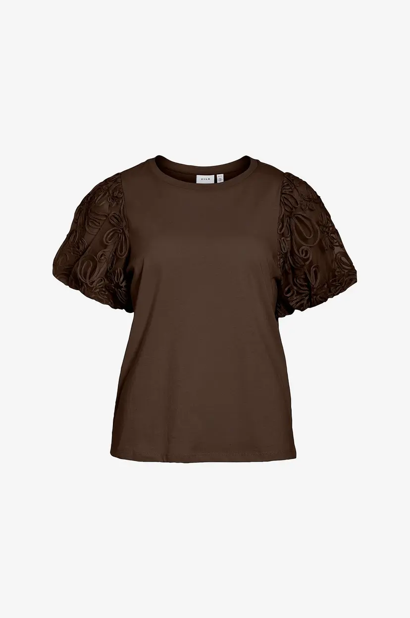 Vila Topp viSimonia O-neck S/S Top - Brun