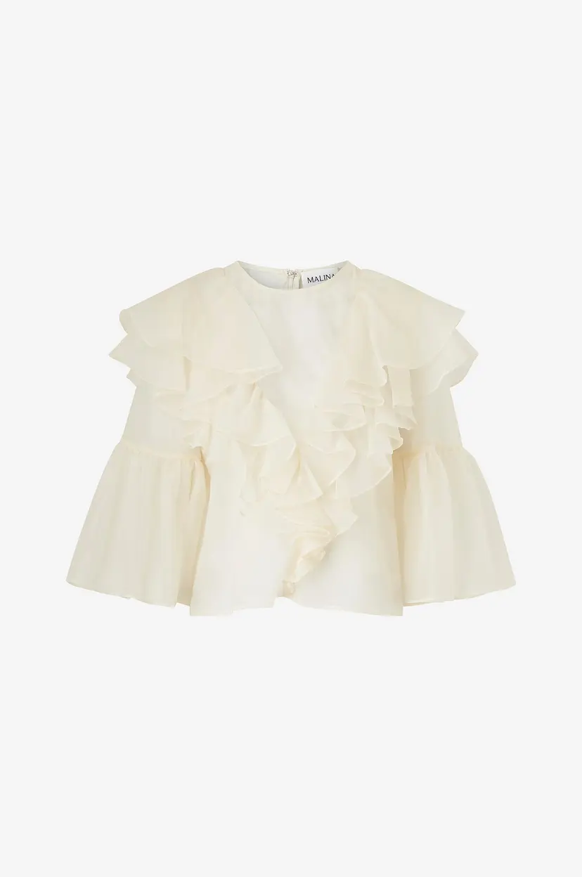 By Malina Bluse Alexia Organza Frill Blouse - Beige