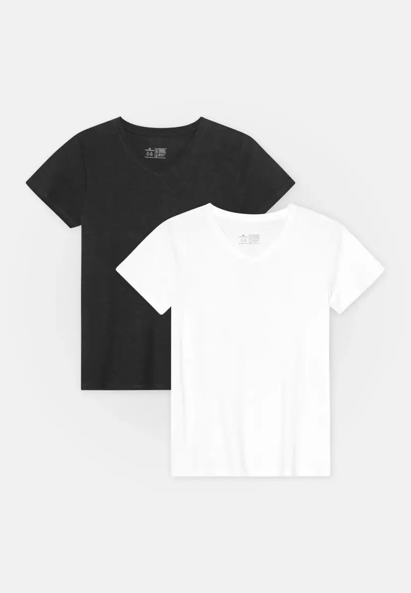DANISH ENDURANCE DANISH ENDURANCE V NECK T-SHIRT, Sort | Hvid, S