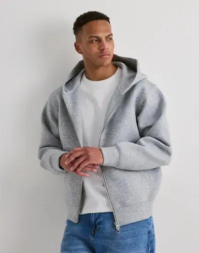 Jack & Jones Jack & Jones Jcocover Scuba Sweat Zip Hood Sn Hoodies med glidelås Grå