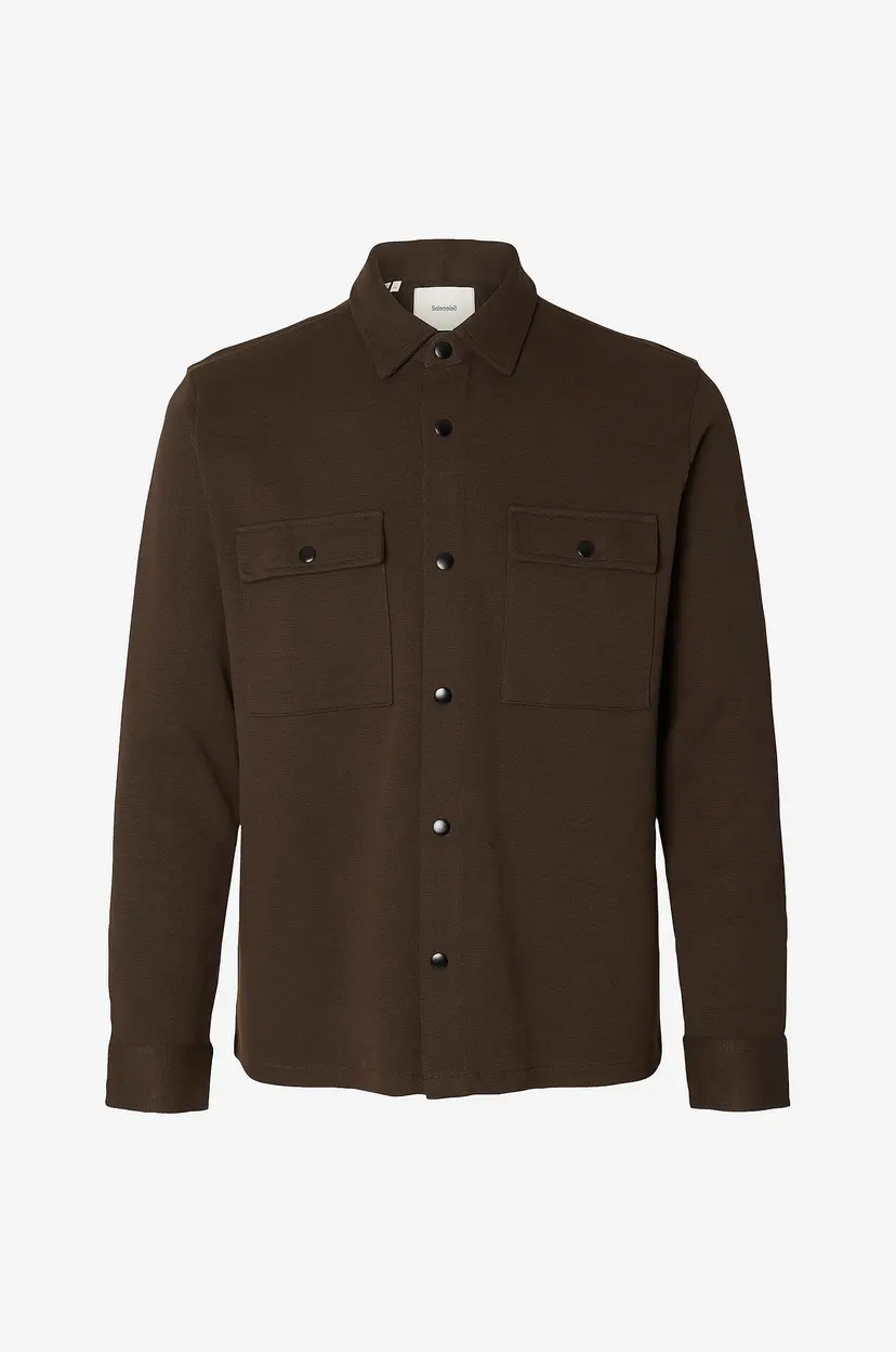 Selected Men Overtreksskjorte slhJackie Sweat Jacket - Brun