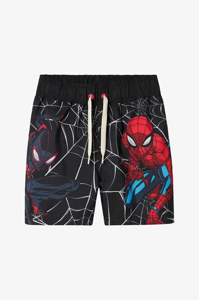 NAME IT Badebukse nmmMave Spider Long Swimshorts - Svart