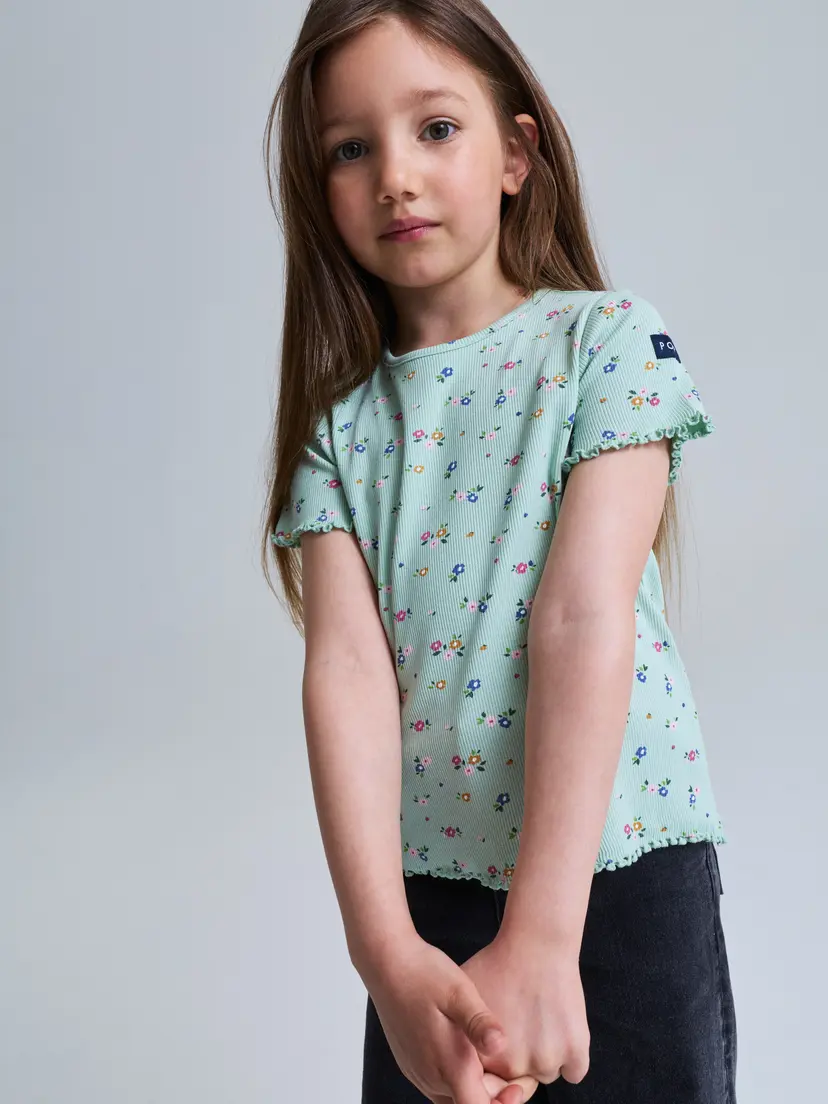 Polarn O. Pyret Ribbestrikket T-shirt blomster