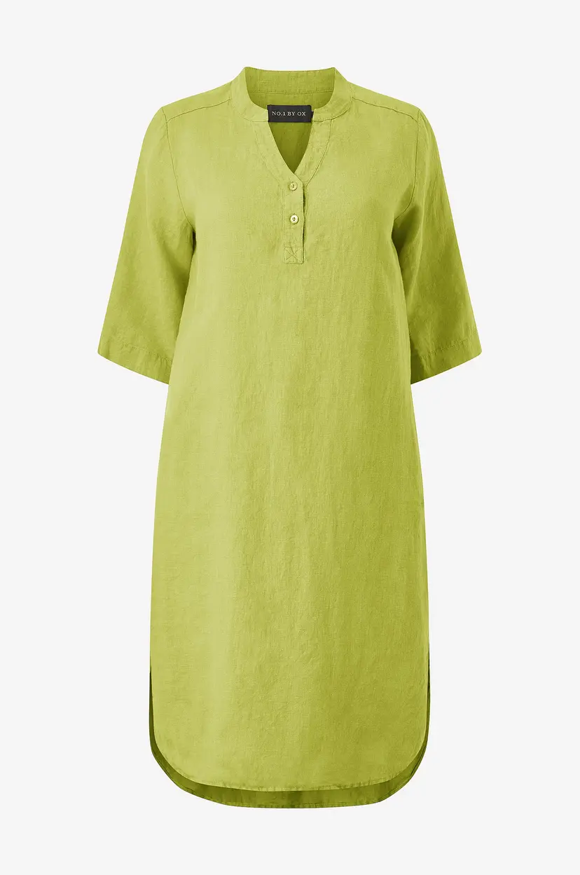 NO. 1 BY OX Kjole i lin Loose Tunic Dress - Grønn