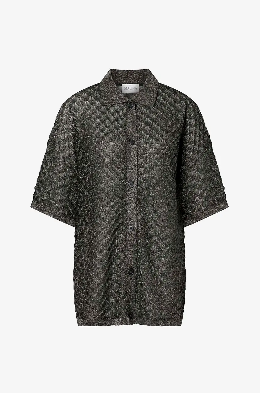 By Malina Kortermet skjorte Moa Oversized Pointelle Knitted Shirt - Svart