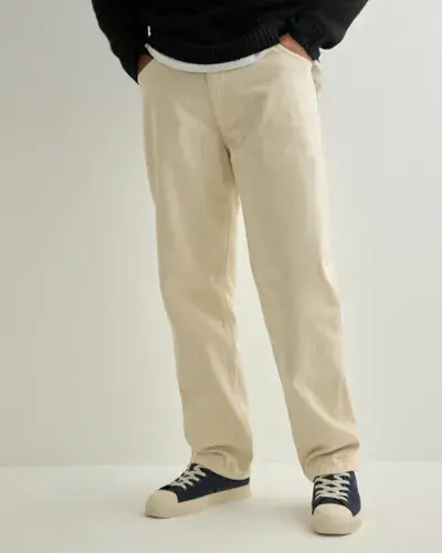 Woodbird Woodbird WBLeroy Twill Pants Loose fit jeans Beige