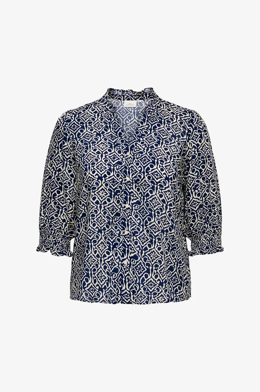 Only Carmakoma Bluse carRaya 3/4 Shirt Wvn - Blå