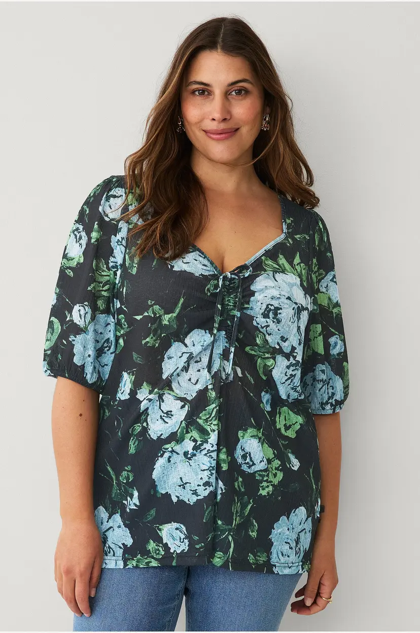 Ellos Plus collection Topp med pufferme - Svart