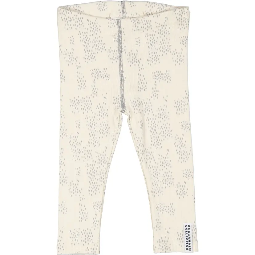 Geggamoja Leggings i bomullsribb Grå prick - 50/56